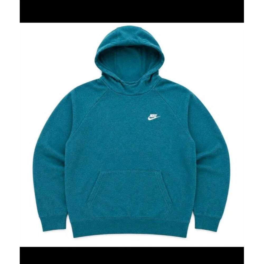 Nike XXL Teal Pullover Hoodie Embroidered Swoosh Funnel Neck Unisex